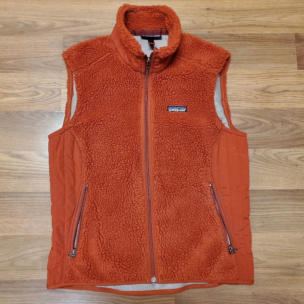 Patagonia Women's Retro-X Fleece Vest Small Full Zip Burnt Sienna Sherpa